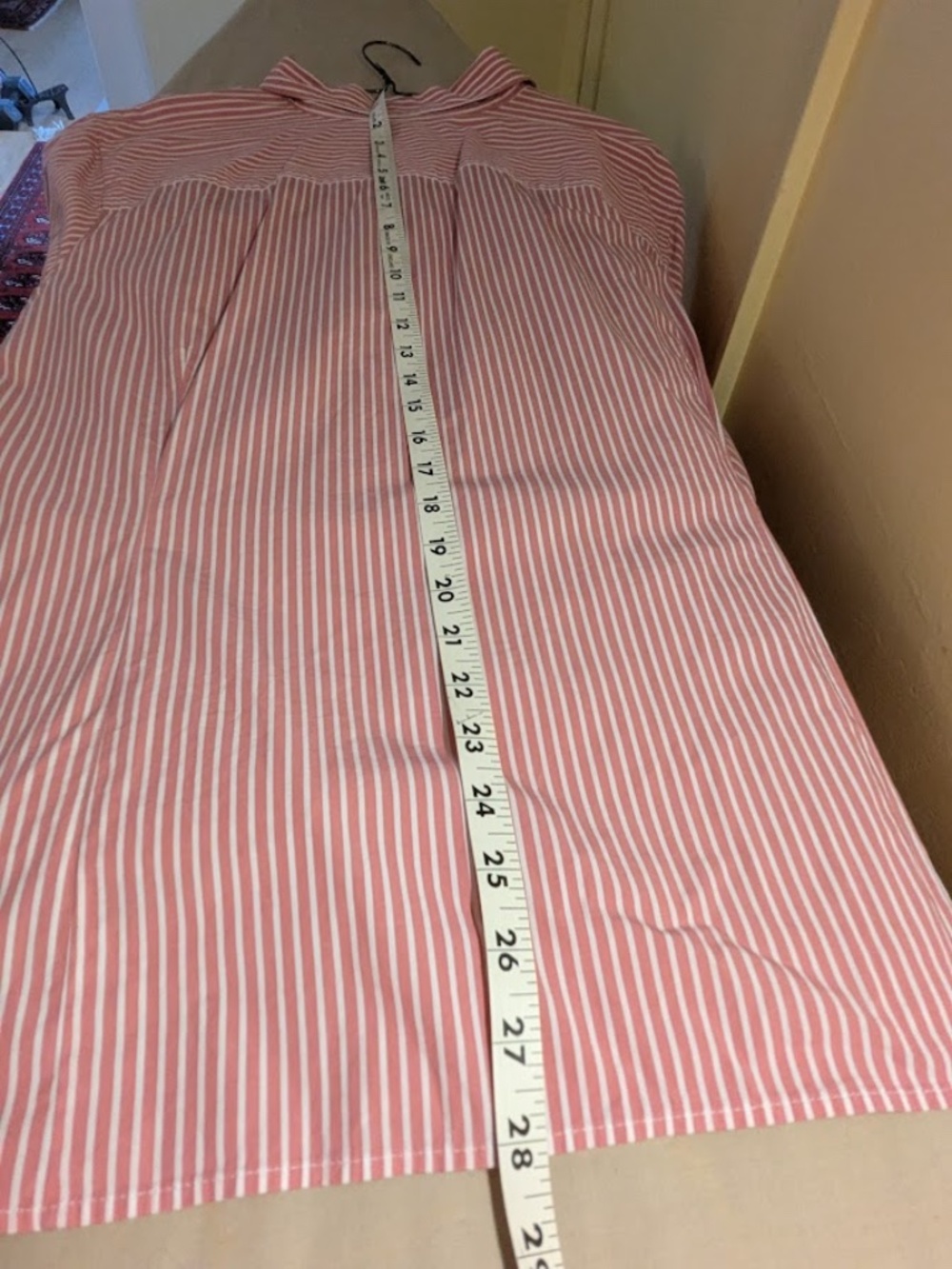 Talbots Women's Plus Soft Red and White Vertical Stripe Button Front Blouse, 20w - Picture 5 of 6